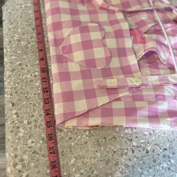 NWOT Sugar Thrillz pink heart plaid gingham flower button details Small - Picture 8 of 9